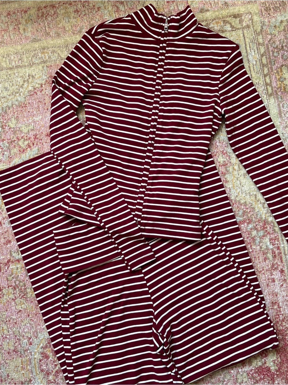 NWOT Beginning Boutique \\ striped jacket + foldover pants set